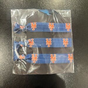 MLB NY‎ New York Mets Baseball Orange & Blue Hair Ties Bundle of 3 NWT Bracelets